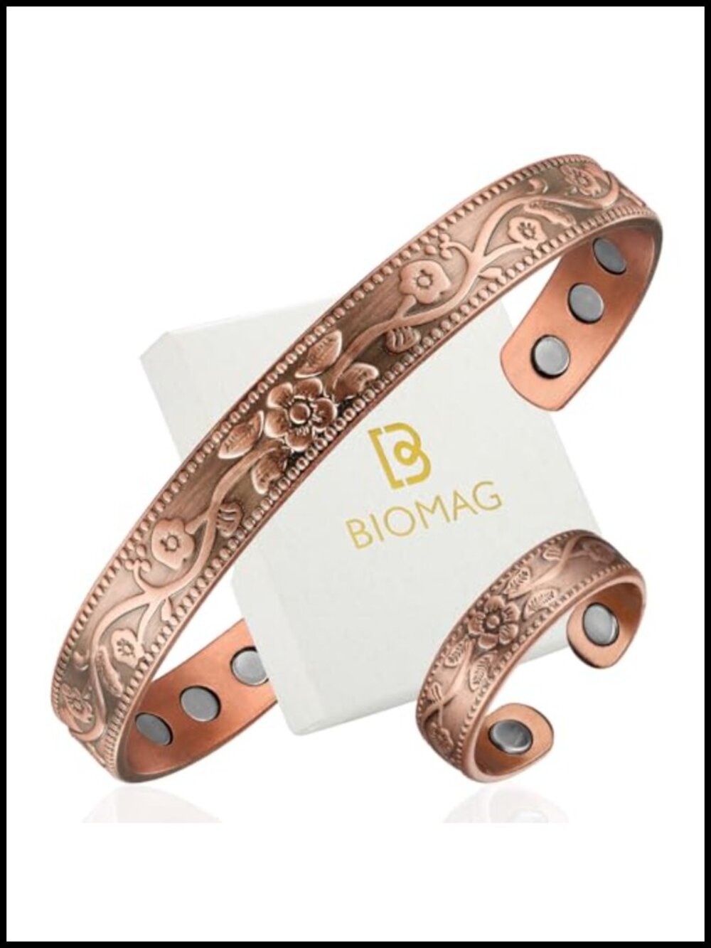 99.9% Pure Copper Magnetic Bracelet & Ring Set with 3500 Gauss Magnets